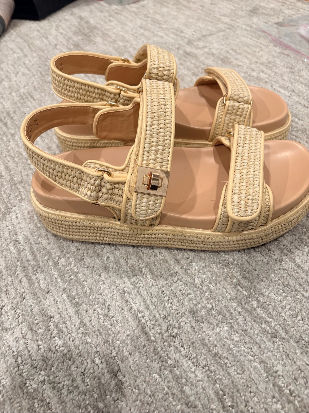 Dream Pairs Raffia Woven Platform Sandals Beige Size 8.5 - Picture 9 of 9